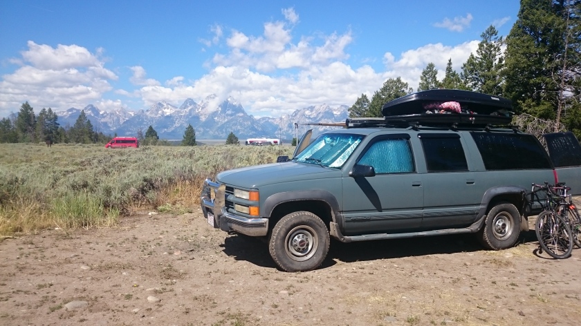 National forest lands overlooking the Tetons made a perfect place to camp.